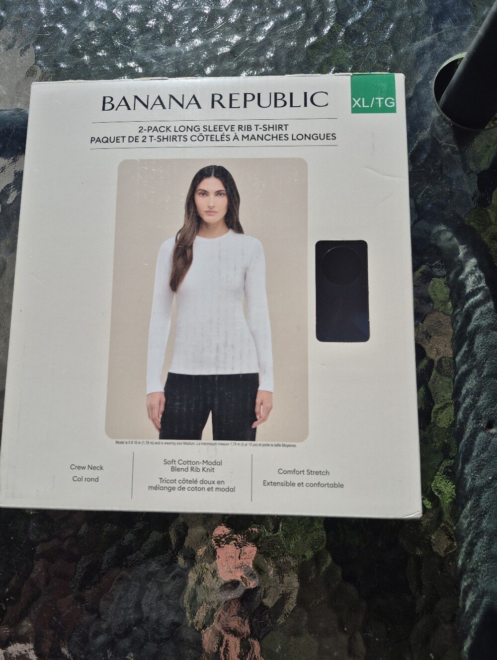 Banana Republic White Long Sleeve Rib T-Shirt - Women's